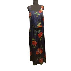 New Direction black multi color floral prints maxi dress